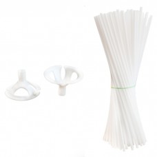 Белые палочки для латексных воздушных шаров с насадкой (30 см)