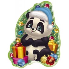 Фигурный плакат: Панда новогодняя